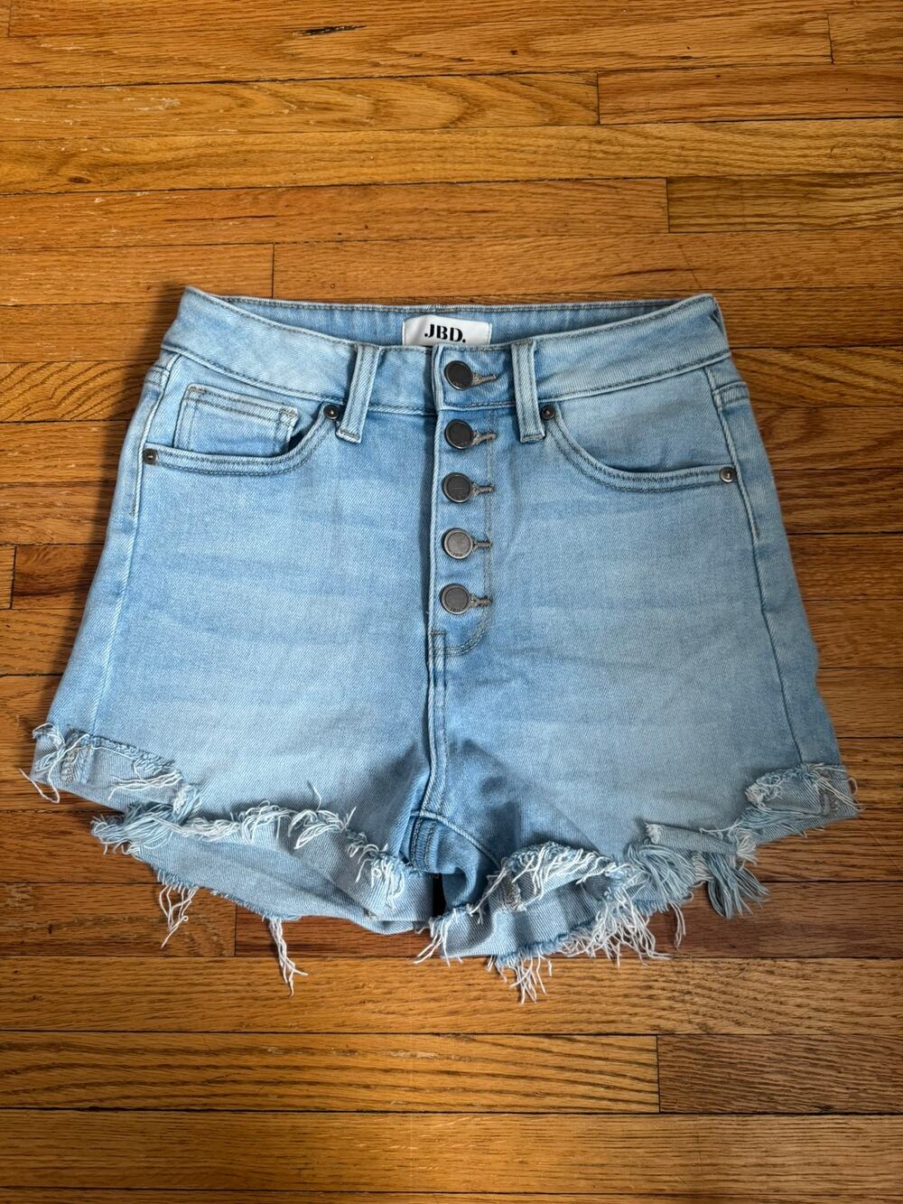 Just Balck Denim Button Fly Shorts
